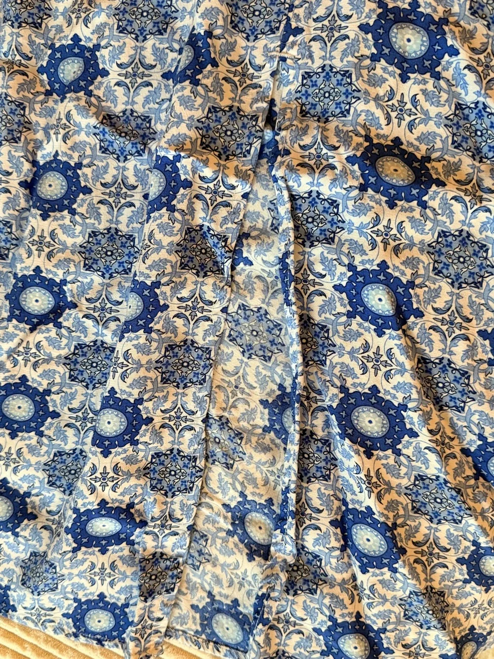 LOFT Blue and White Floral Medallion Skirt, small